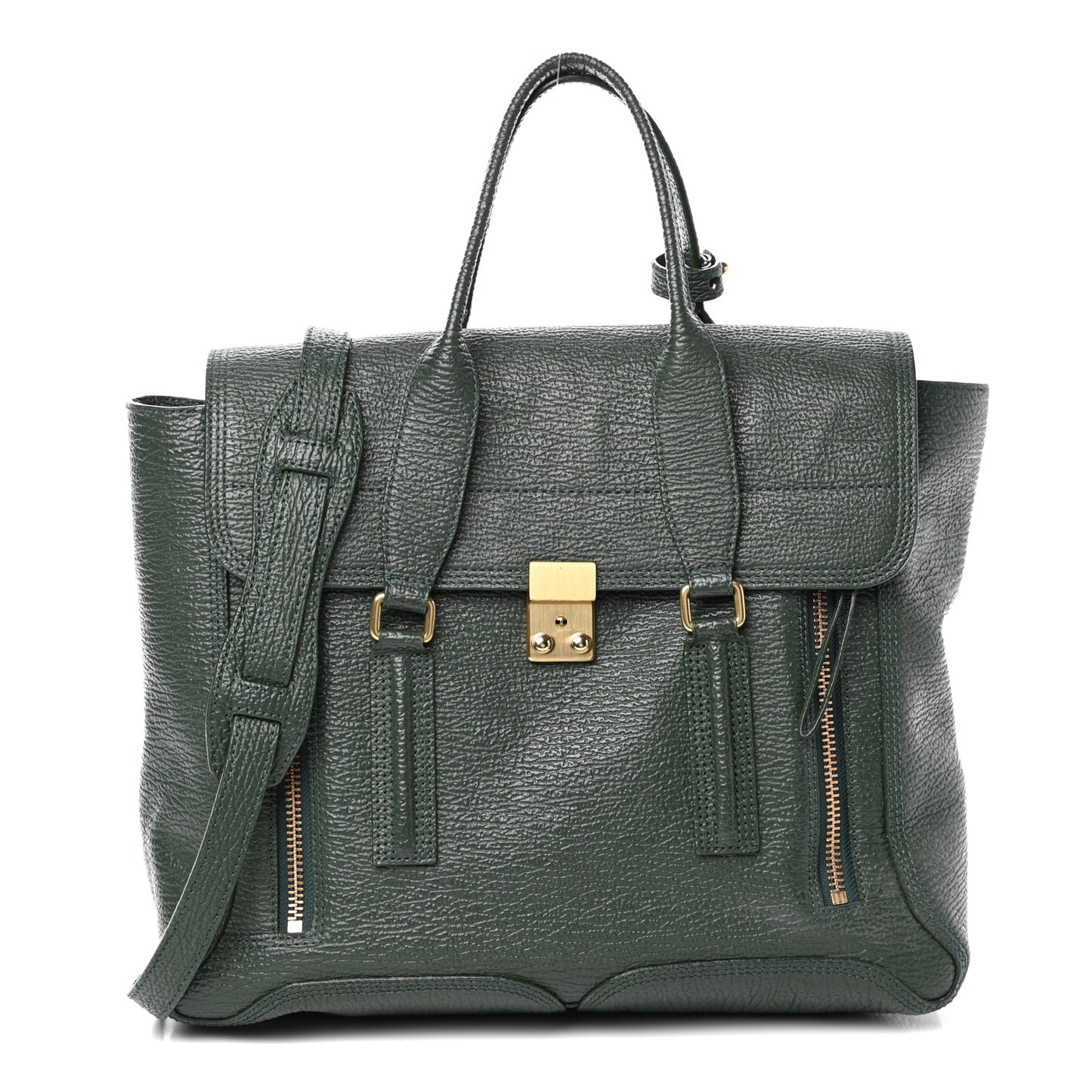 Textured Calfskin Large Pashli Satchel Jade