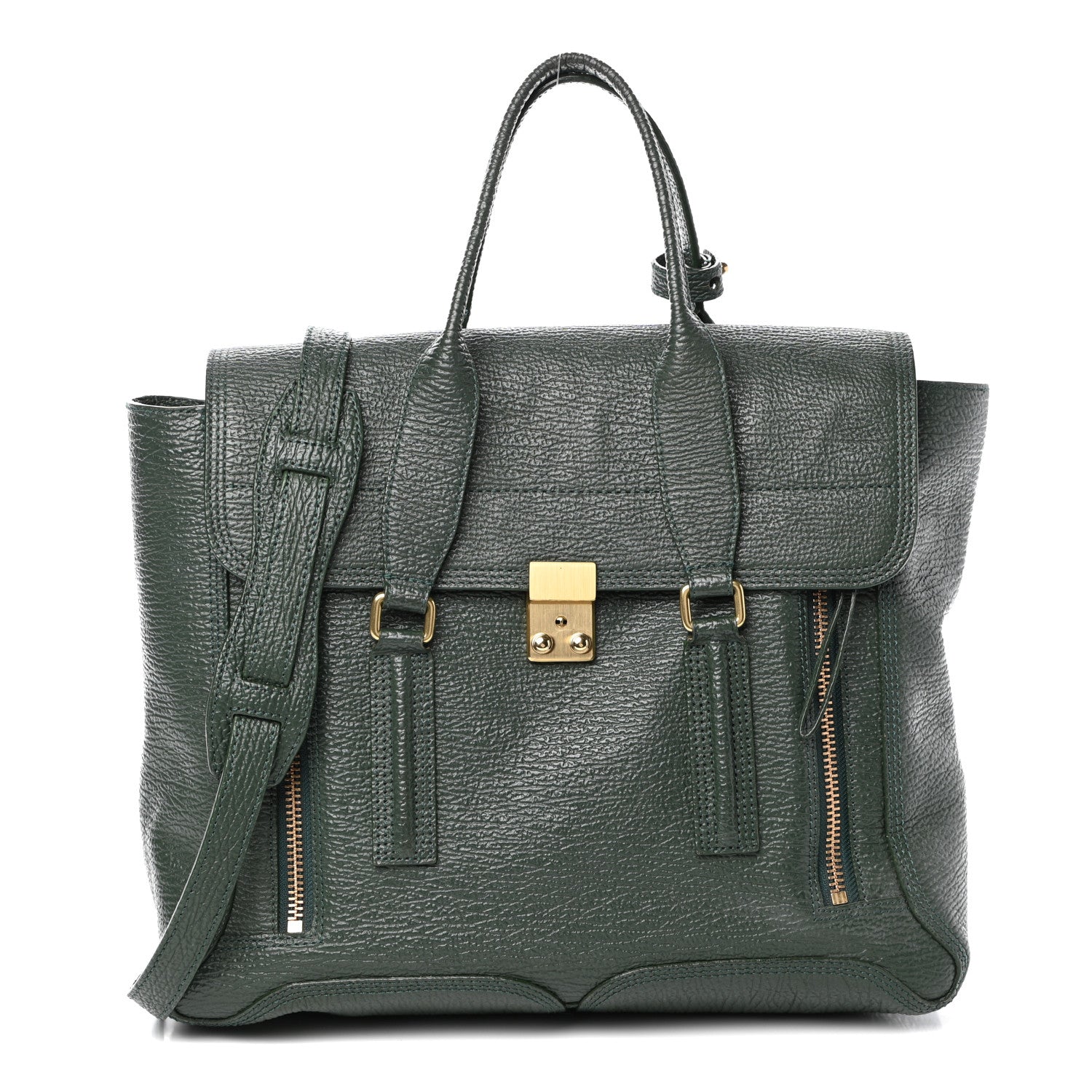 3.1 Phillip Lim Textured Calfskin Large Pashli Satchel Jade 1 of 9