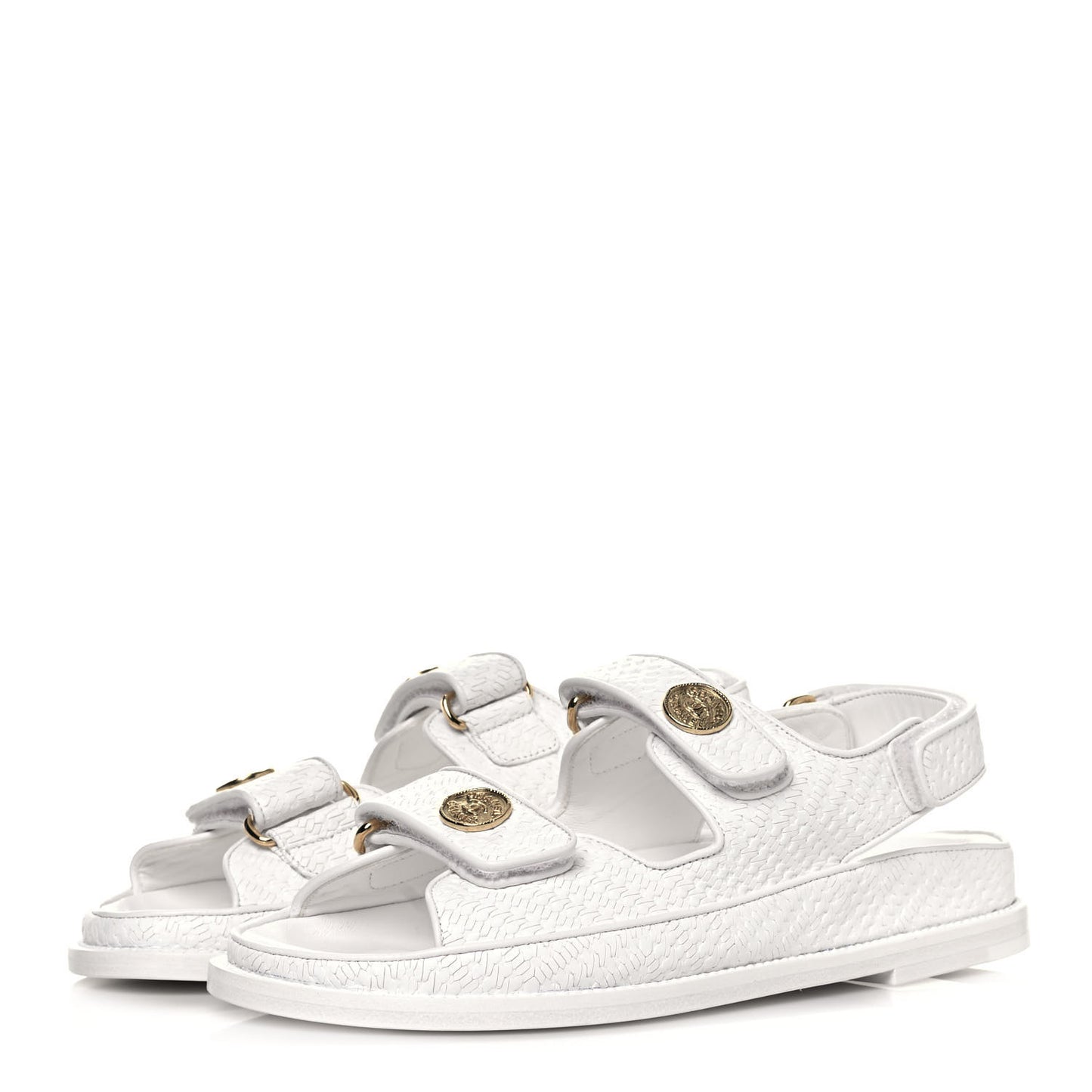 Calfskin Printed Velcro Dad Sandals 36.5 White
