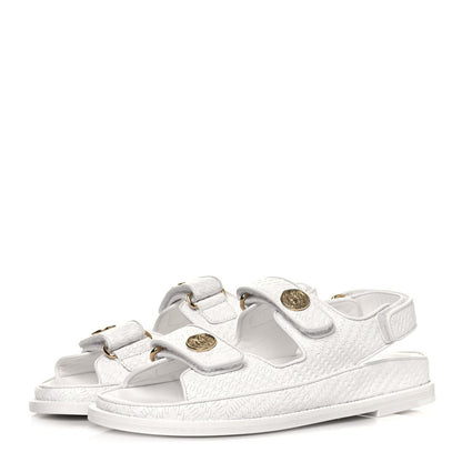 Chanel Calfskin Printed Velcro Dad Sandals 36.5 White 3 of 9