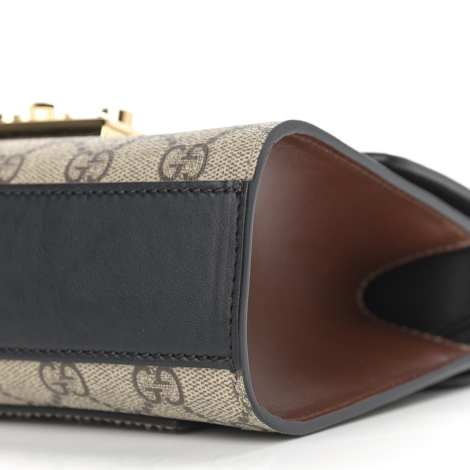 Gucci GG Supreme Monogram Calfskin Small Padlock Shoulder Bag Beige Black Cuir 11 of 11