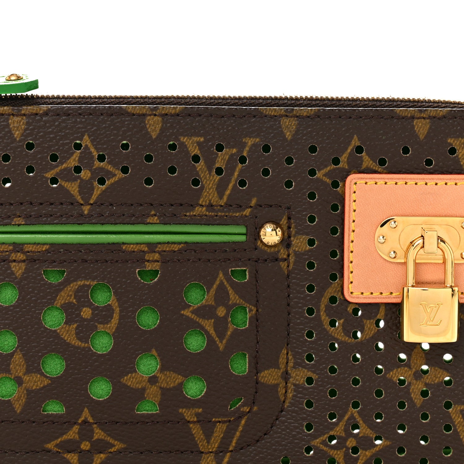Louis Vuitton Monogram Perforated Pochette Accessories Bag Green 7 of 12