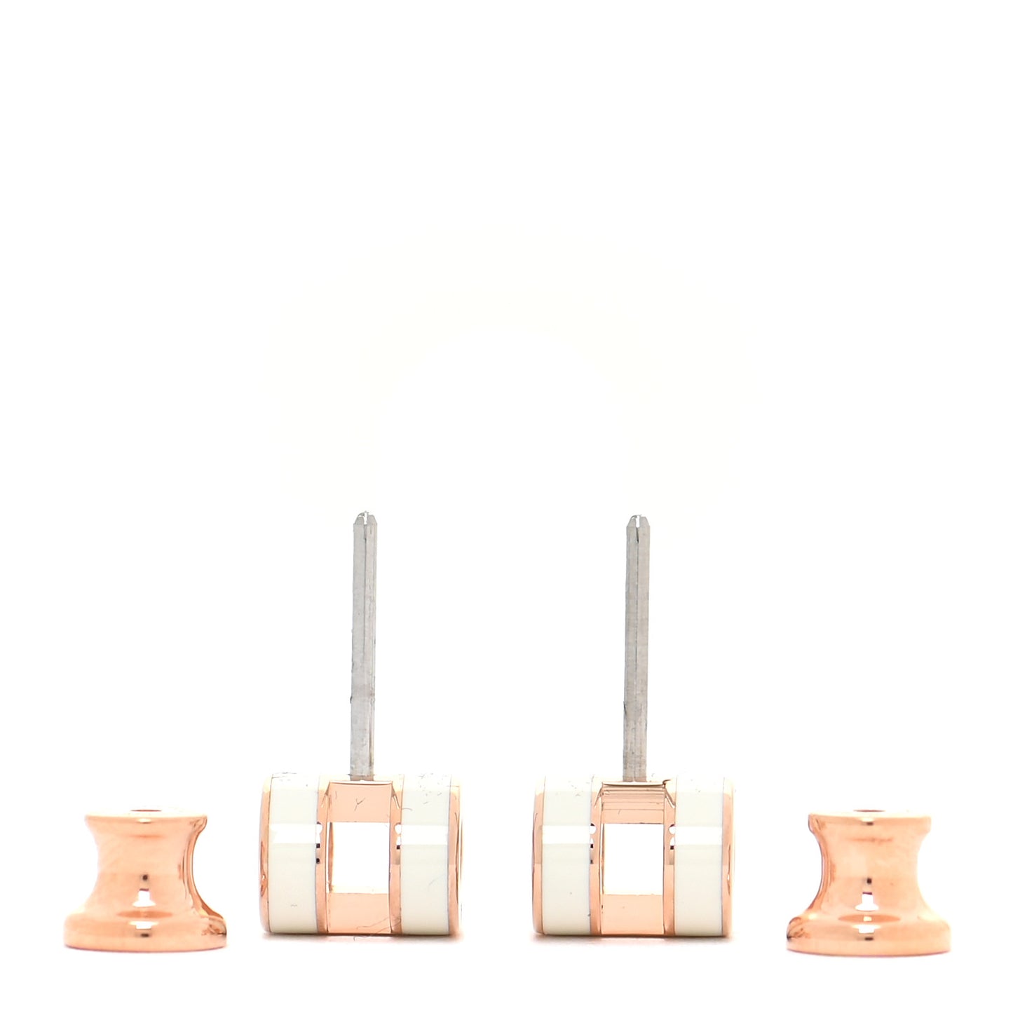 Rose Gold Lacquered Mini Pop H Earrings White
