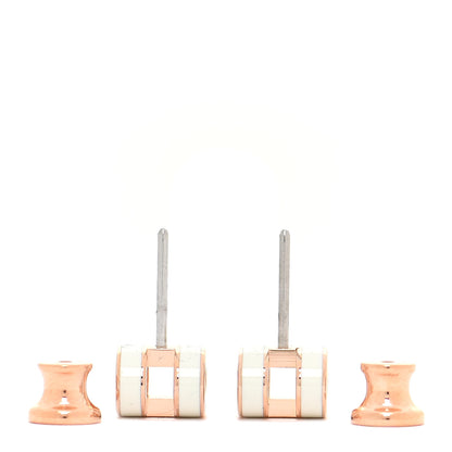 Hermes Rose Gold Lacquered Mini Pop H Earrings White 3 of 7