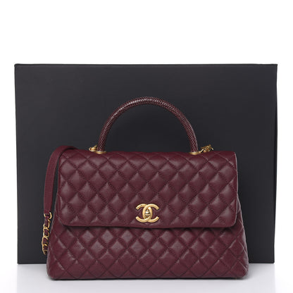 Chanel Caviar Lizard Quilted Medium Coco Handle Flap Burgundy 10 of 10