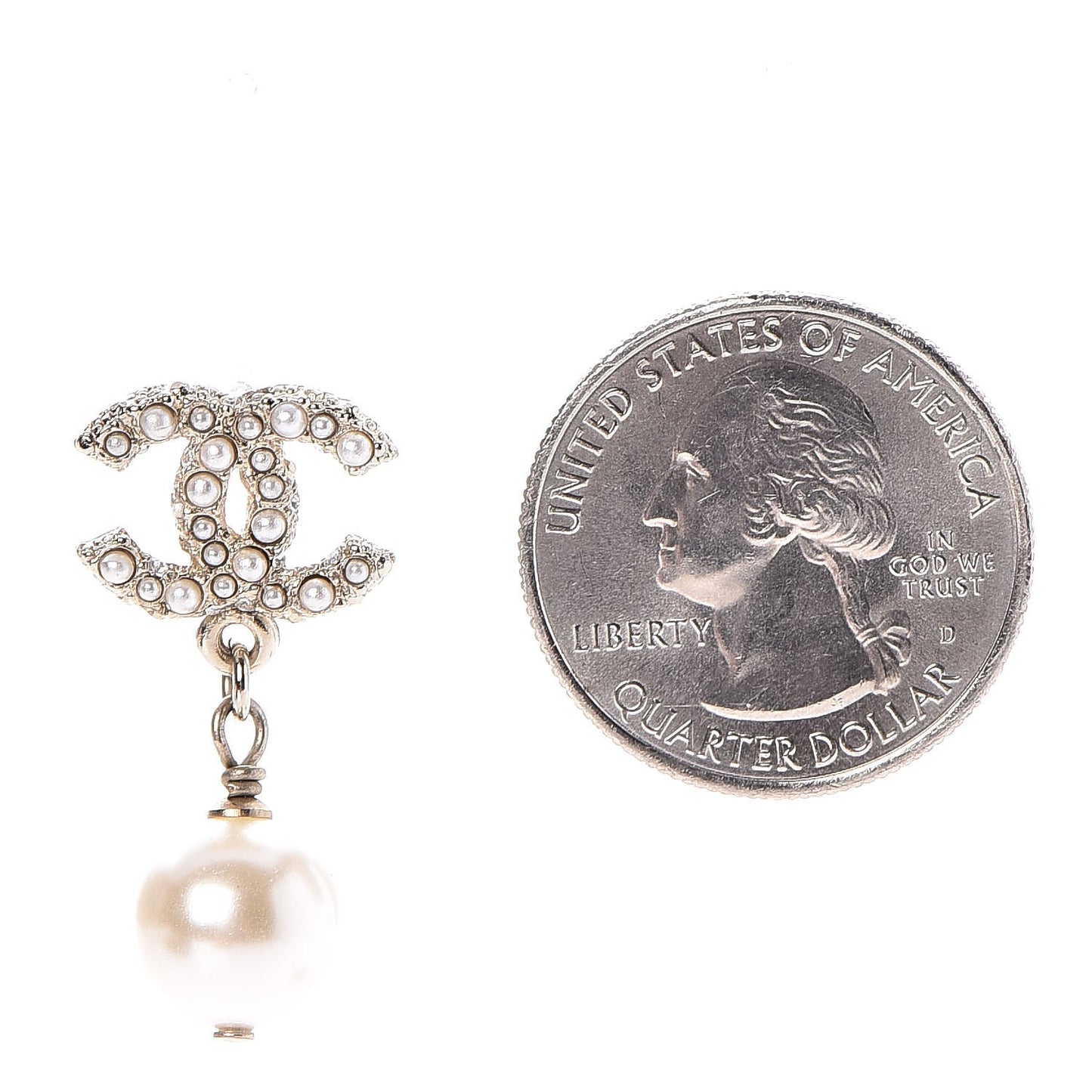 Pearl CC Drop Earrings Light Gold