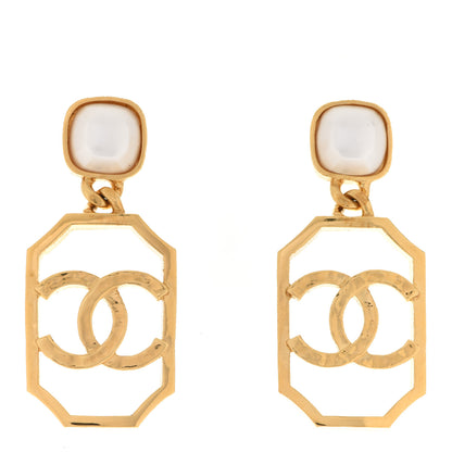 Chanel Metal Pearl CC Drop Earrings Gold 1 of 5