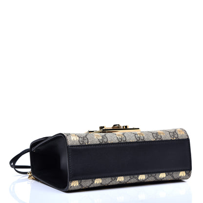 Gucci GG Supreme Monogram Bees Small Padlock Shoulder Bag Black 4 of 11