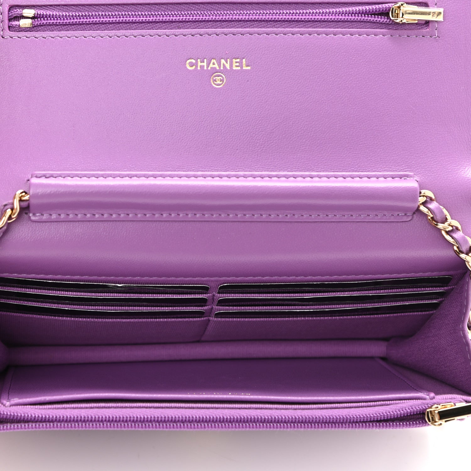 Chanel Lambskin Quilted Wallet On Chain WOC Purple 4 of 11
