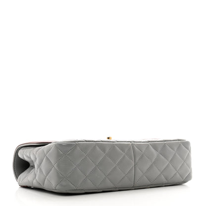 Chanel Lambskin Quilted Medium Two Tone Day Flap Grey Burgundy Grey Burgundy 4 of 11
