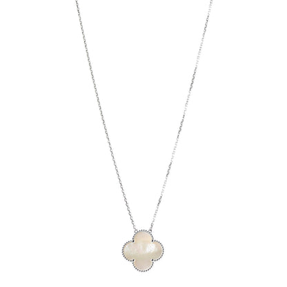 Van Cleef & Arpels 18K White Gold Mother of Pearl Magic Alhambra Pendant Necklace 1 of 4