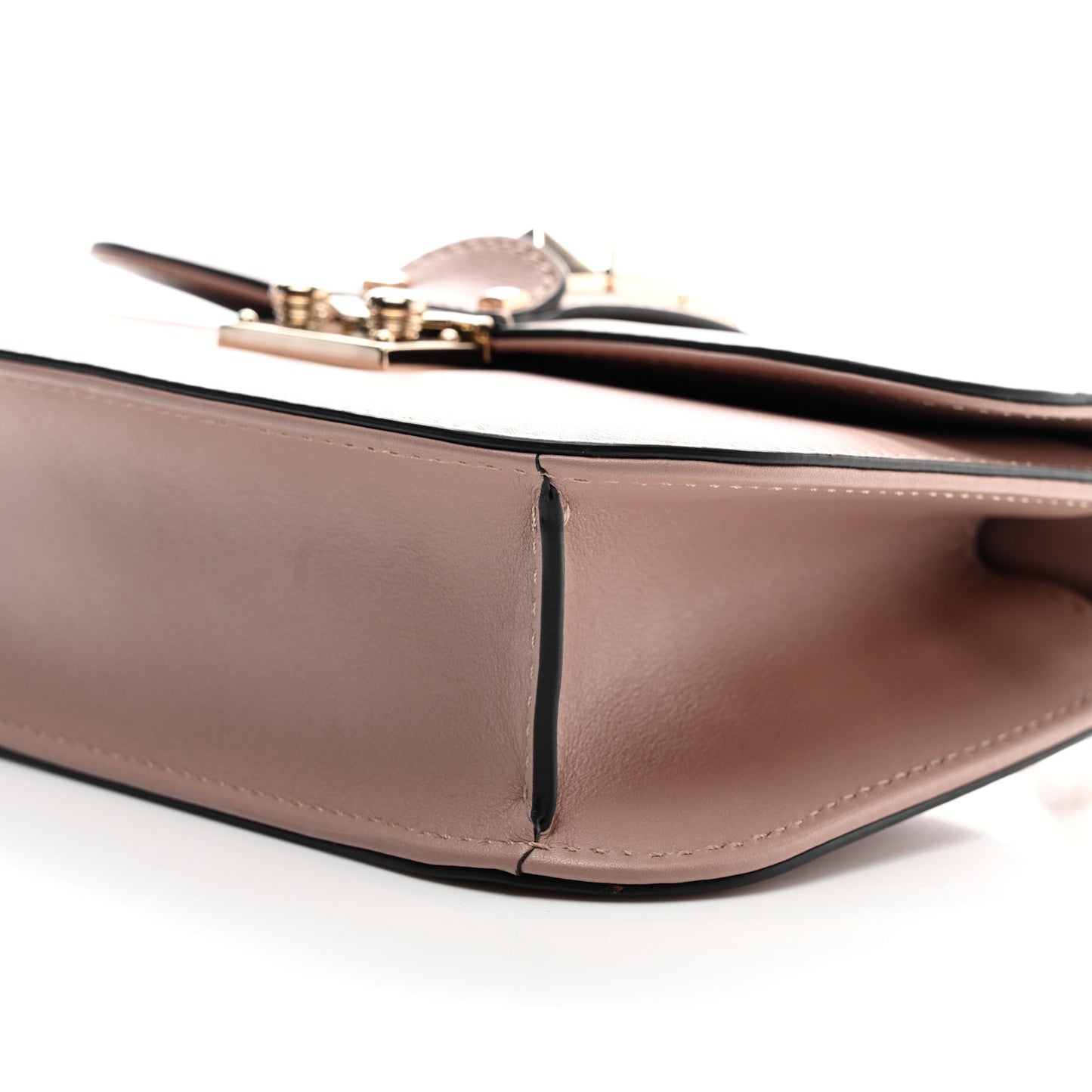 Vitello Small Glam Lock Rockstud Flap Poudre