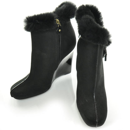 Louis Vuitton Suede Rabbit Fur Glacier Boots 38.5 Black 1 of 9