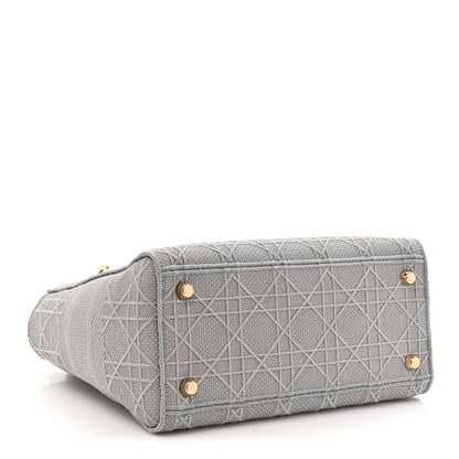 Christian Dior Canvas Embroidered Cannage Medium Lady D-Lite Gray 4 of 10