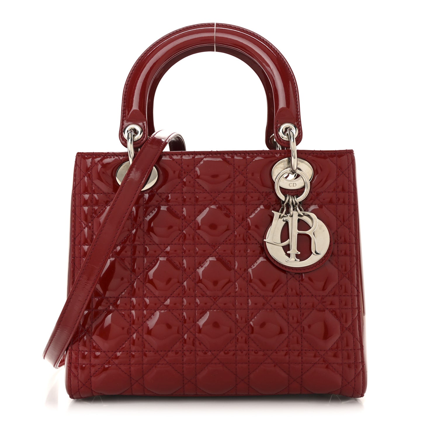 Patent Cannage Medium Lady Dior Red