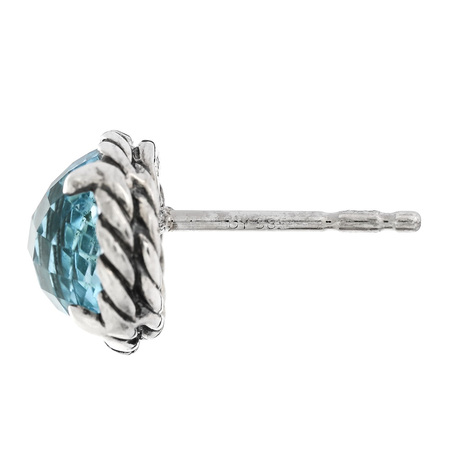 David Yurman Sterling Silver Blue Topaz 8mm Chatelaine Earrings 4 of 6