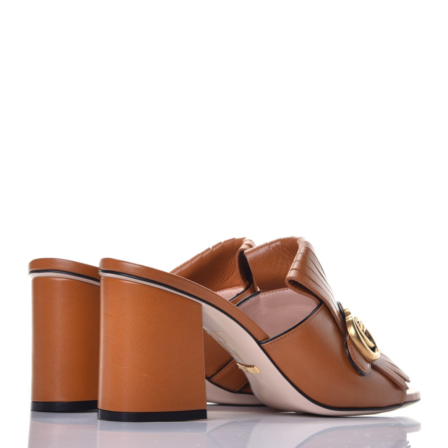 Malaga Kid GG Marmont Fringe 75mm Slide Sandals 39 Cognac