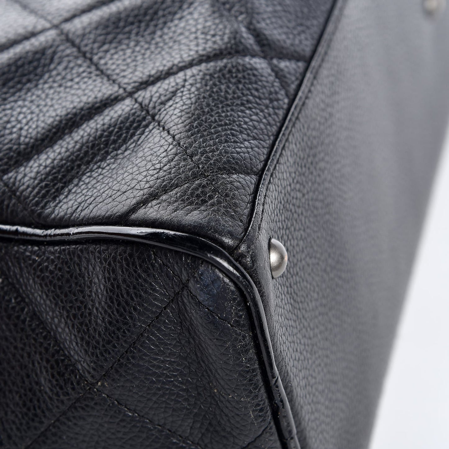 Caviar Patent Large Bowler Black