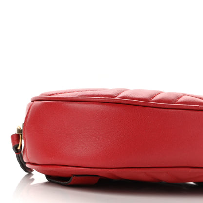 Gucci Calfskin Matelasse GG Marmont Belt Bag 75 30 Hibiscus Red 9 of 12