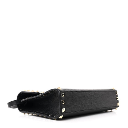Valentino Garavani Pebbled Calfskin Medium Rockstud Flip Lock Crossbody Bag Black 4 of 9