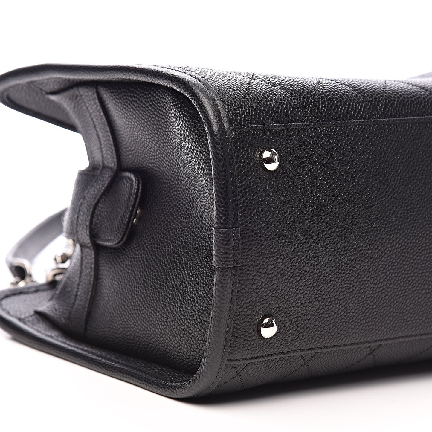 Caviar Stitched Shopping Tote Black