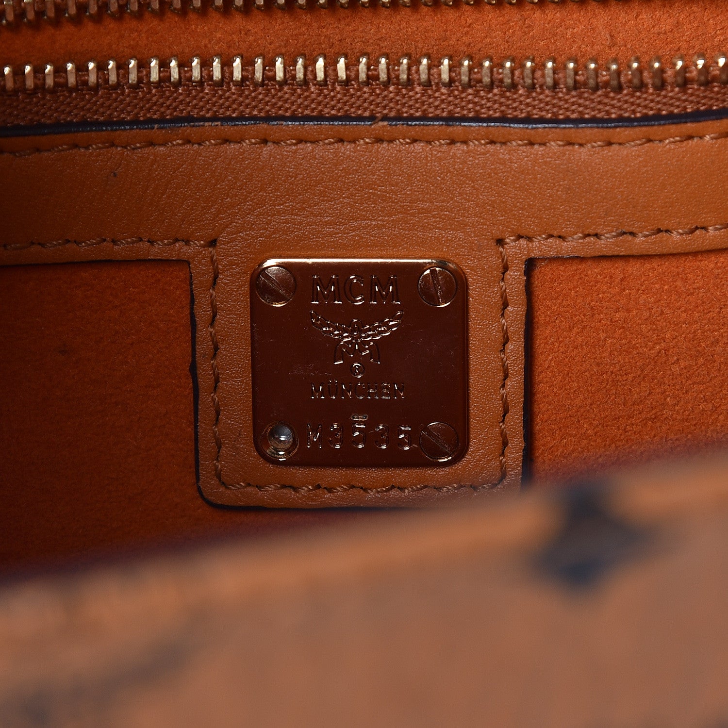 MCM Visetos Studded Small Patricia Crossbody Bag Cognac 6 of 9