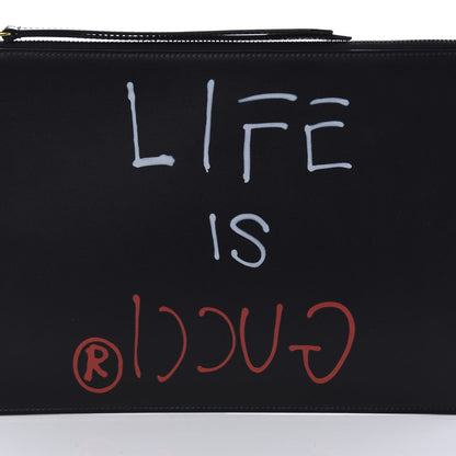 Gucci Calfskin GucciGhost Life is Gucci Zip Pouch Black 11 of 11