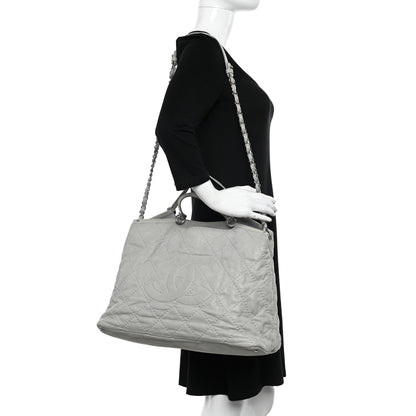 Chanel Iridescent Calfskin Diamond Stitched CC Shopping Tote Gris Clair 2 of 11