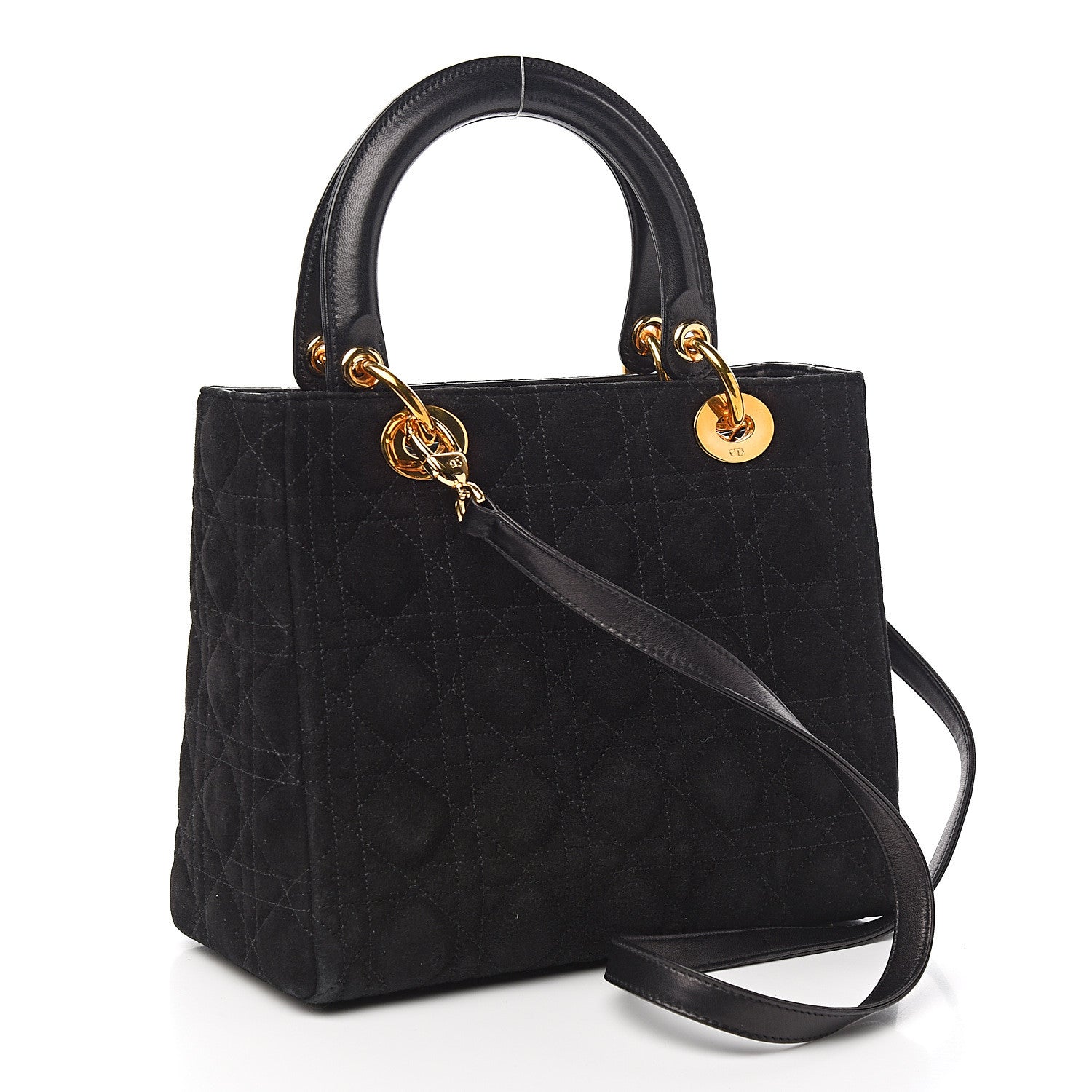 Christian Dior Suede Cannage Medium Lady Dior Black 2 of 9
