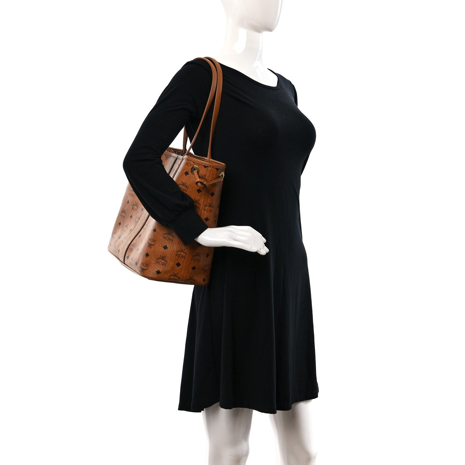 MCM Visetos Medium Liz Reversible Shopper Tote Cognac 2 of 22