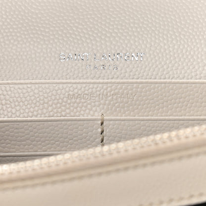 Saint Laurent Grain De Poudre Matelasse Chevron Monogram Chain Wallet Crema Soft 6 of 9