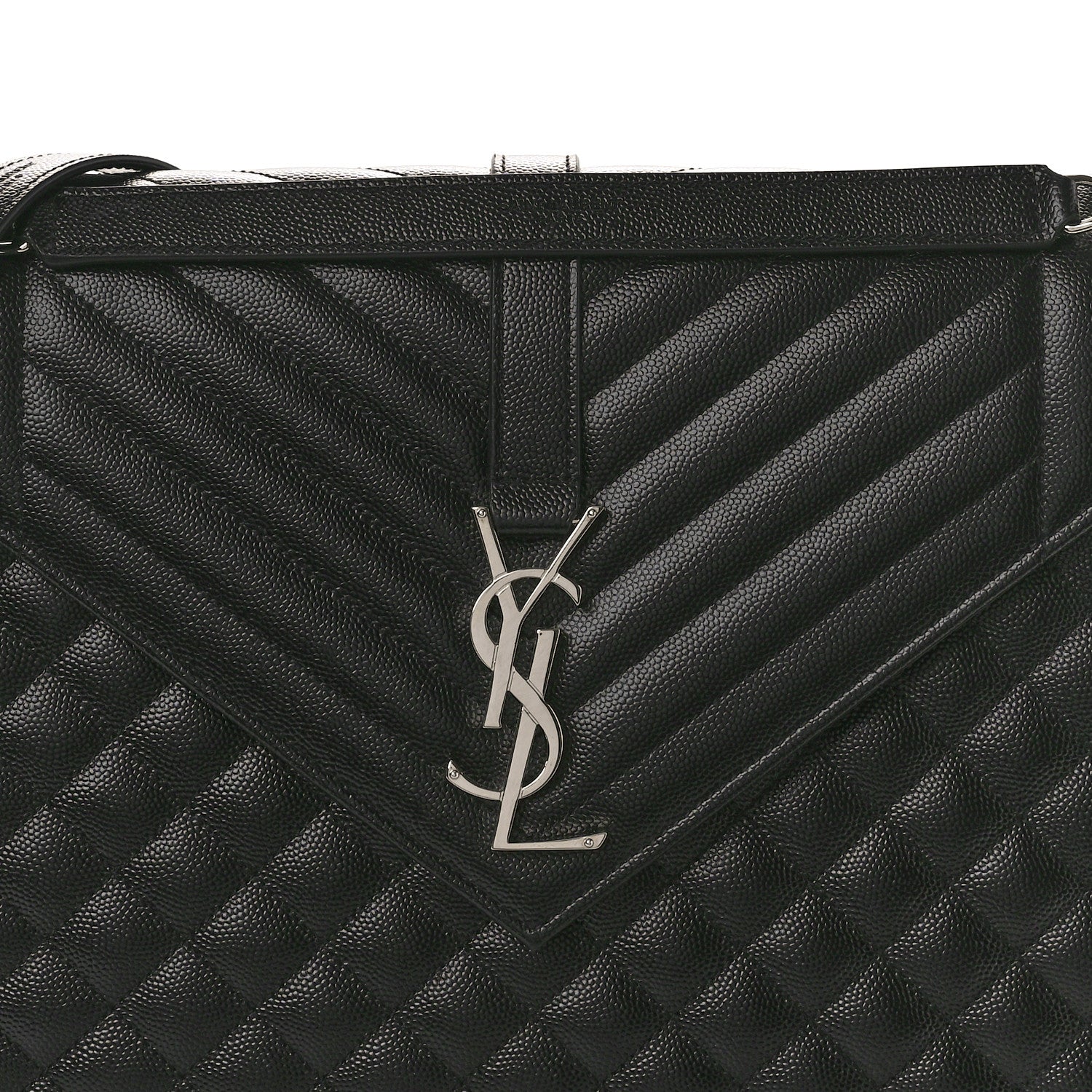Saint Laurent Grain De Poudre Textured Mixed Matelasse Large Triquilt Monogram Satchel Black 8 of 11