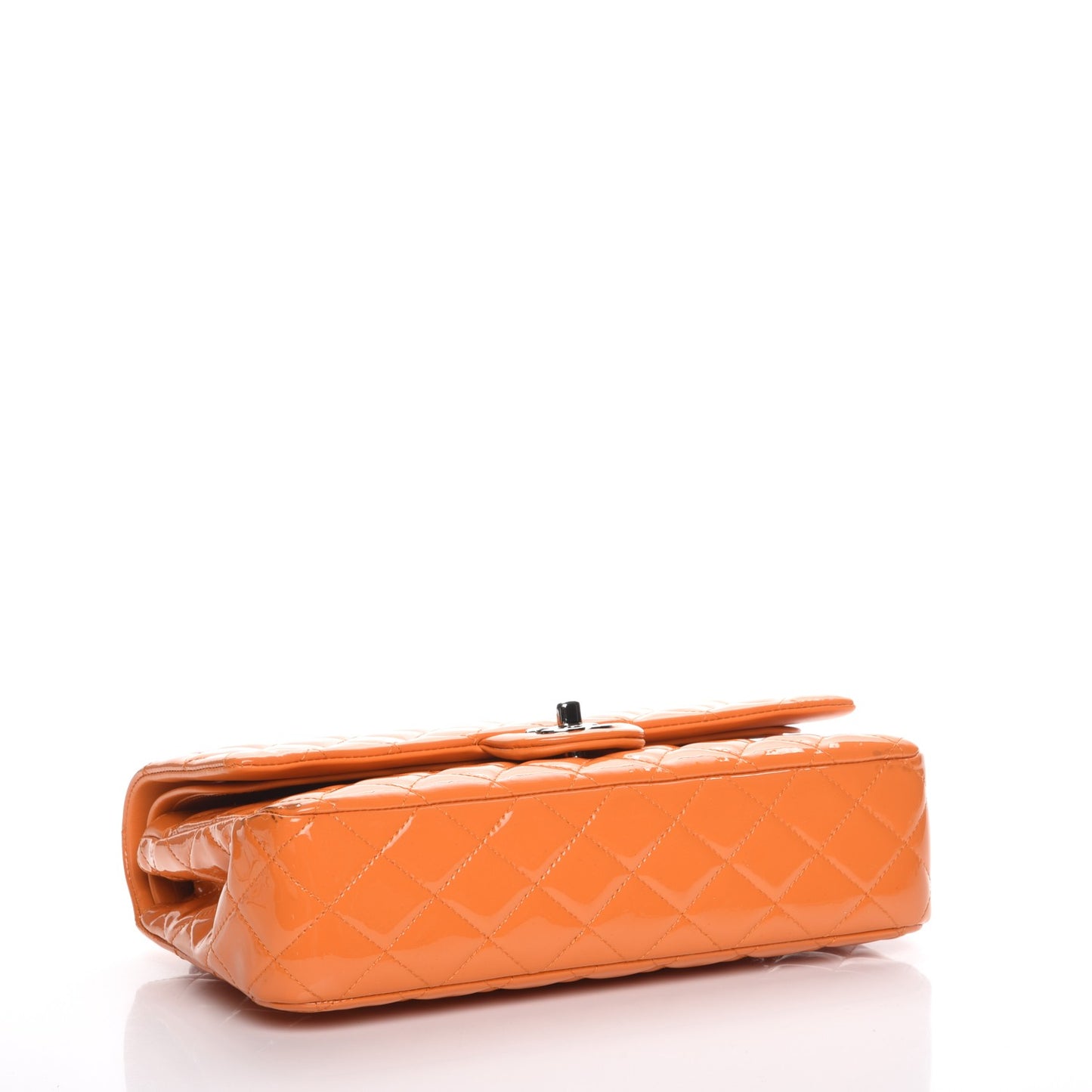 Patent Quilted Medium Double Flap Orange