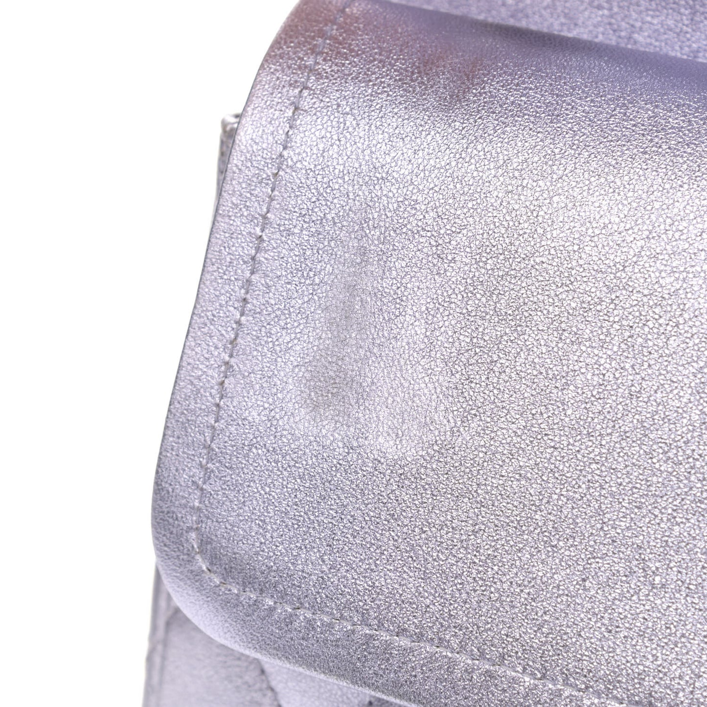 Metallic Lambskin Quilted Jumbo Double Flap Light Purple