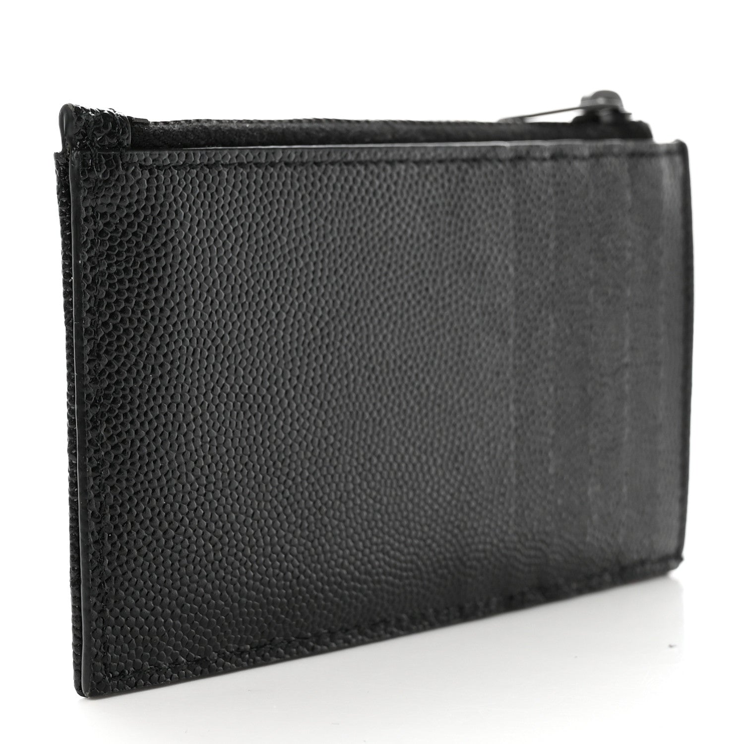 Saint Laurent Monogram Grain de Poudre 5 Fragments Zip Pouch Card Holder Black 3 of 9