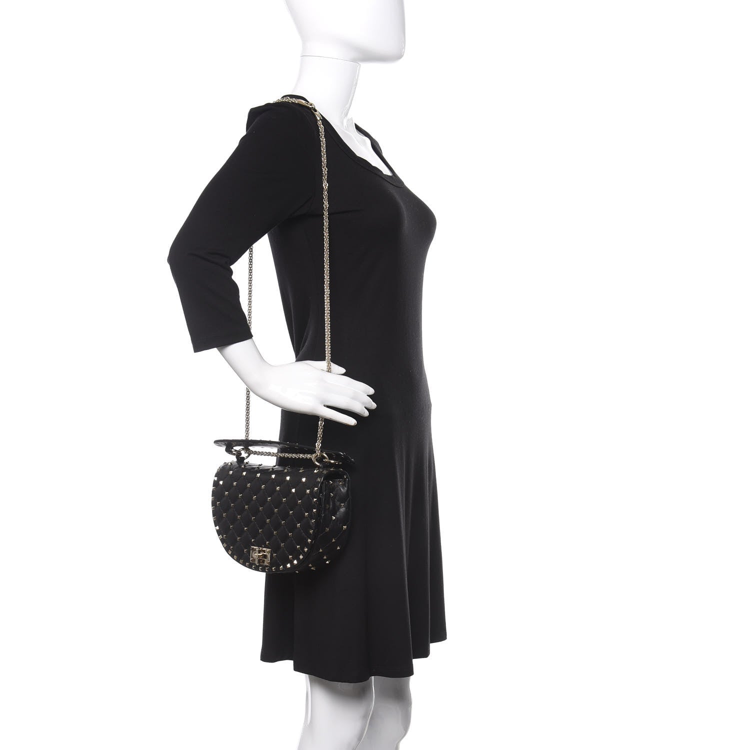 Valentino Garavani Nappa Medium Rockstud Spike Halfmoon Saddle Bag Black 2 of 8