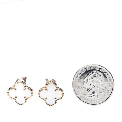 Van Cleef & Arpels 18K Rose Gold Mother of Pearl Vintage Alhambra Earrings 2 of 7
