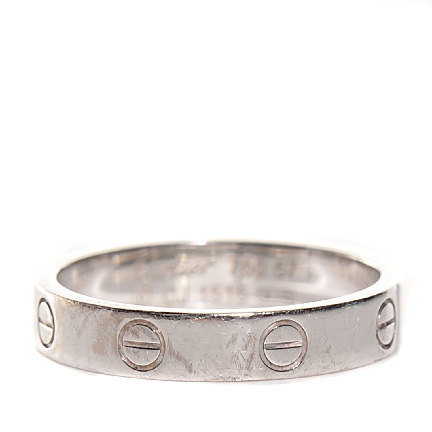 Cartier 18K White Gold 4mm LOVE Wedding Band Ring 57 8 1 of 5