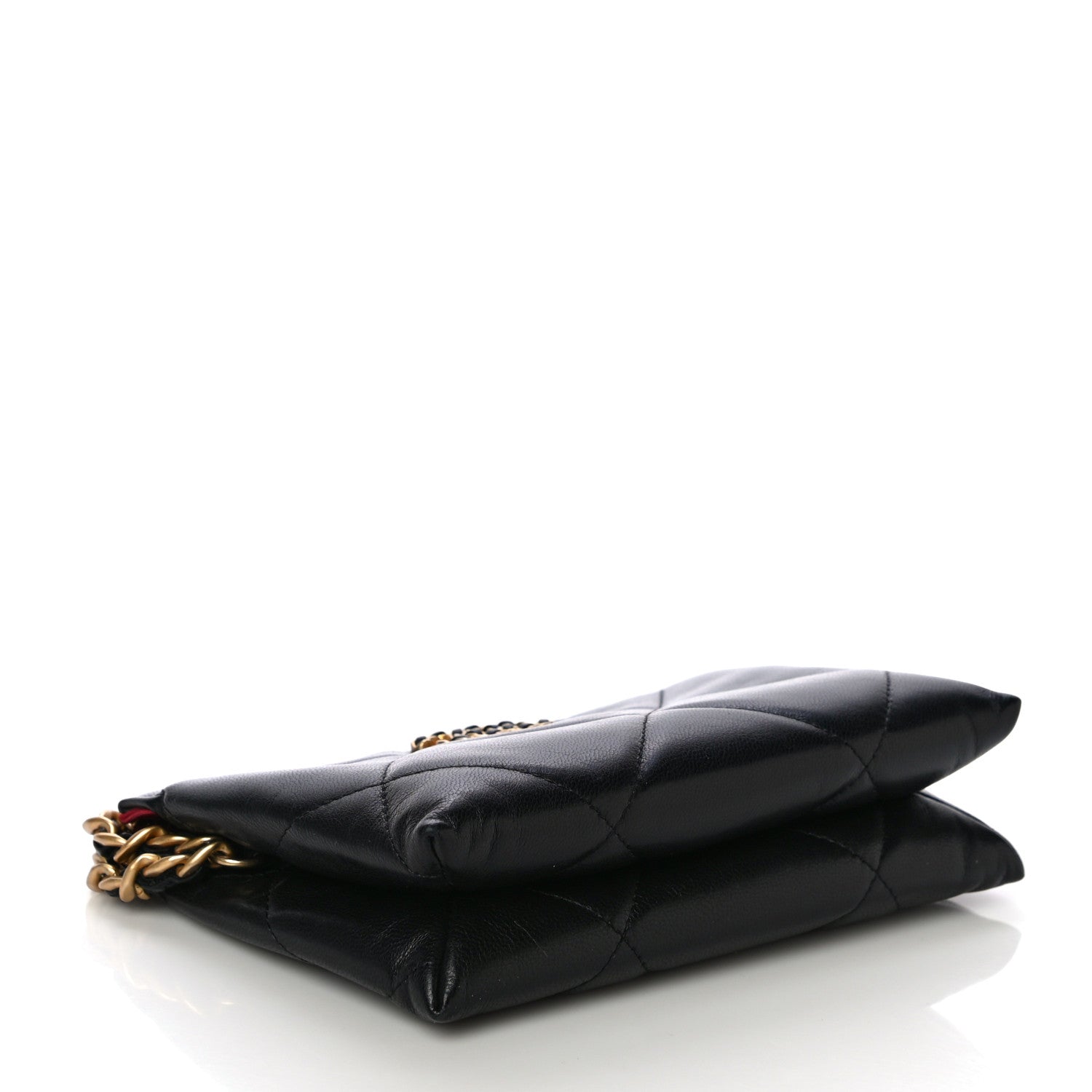 Chanel Shiny Goatskin Quilted Small Chanel 19 Pouch With Handle Black 4 of 11