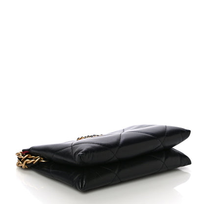 Chanel Shiny Goatskin Quilted Small Chanel 19 Pouch With Handle Black 4 of 11