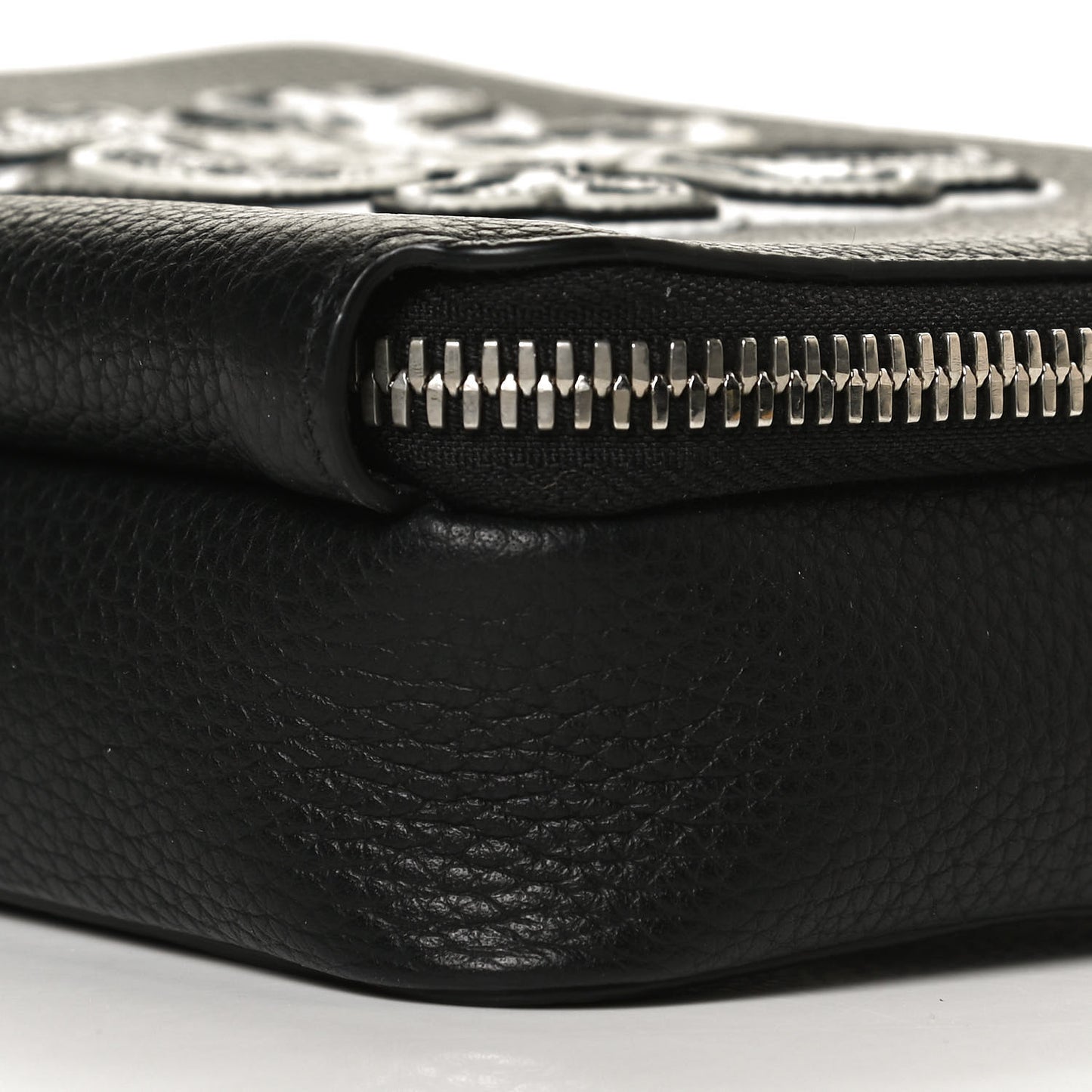 X SHAWN STUSSY Grained Calfskin Double Zip Crossbody Pouch Black