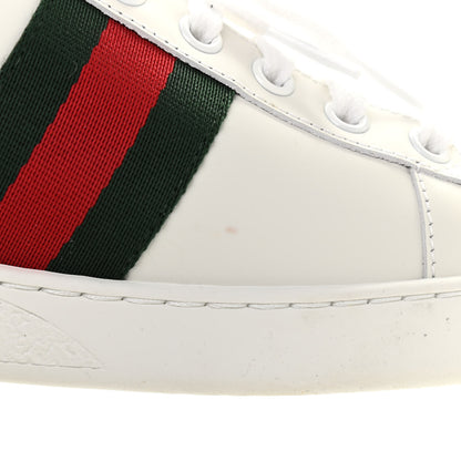 Gucci Calfskin Ayers Bee Embroidered Womens Ace Sneakers 38 White Green 10 of 11