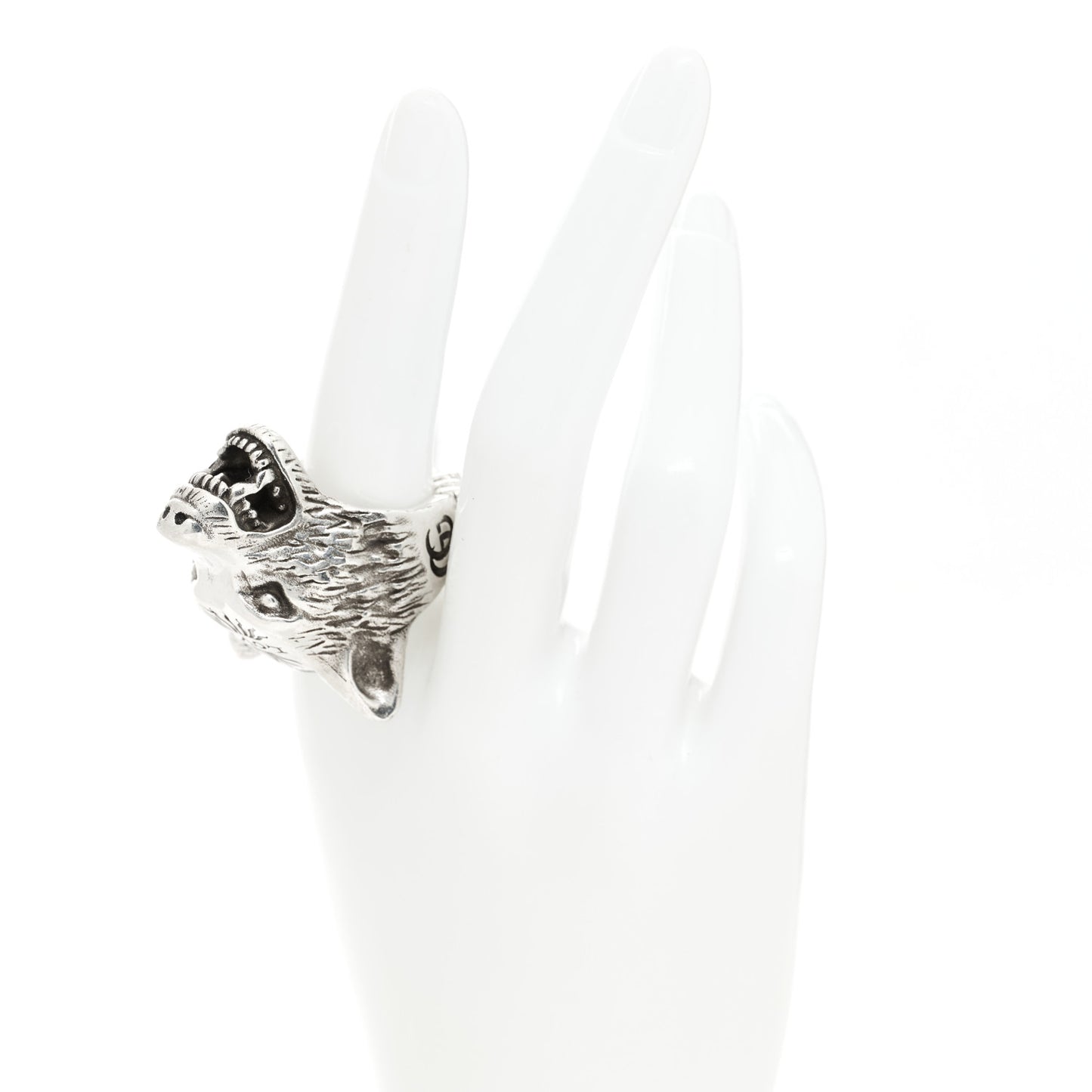Sterling Silver Large Anger Forest Wolf Head Ring 65 11