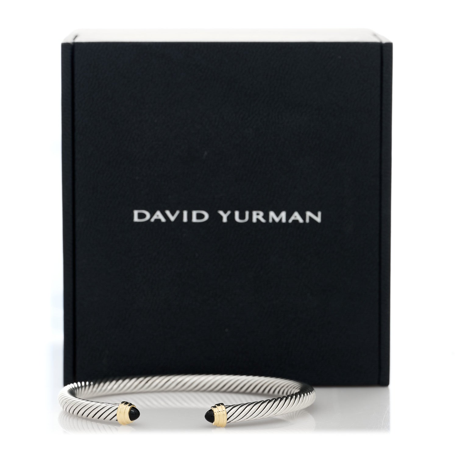 David Yurman Sterling Silver 14K Yellow Gold Black Onyx 5mm Cable Classics Petite Color Bracelet 4 of 4