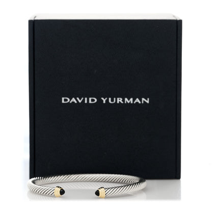 David Yurman Sterling Silver 14K Yellow Gold Black Onyx 5mm Cable Classics Petite Color Bracelet 4 of 4