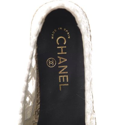 Chanel Woven Fabric Grosgrain CC Espadrilles 38 Beige Black 9 of 10