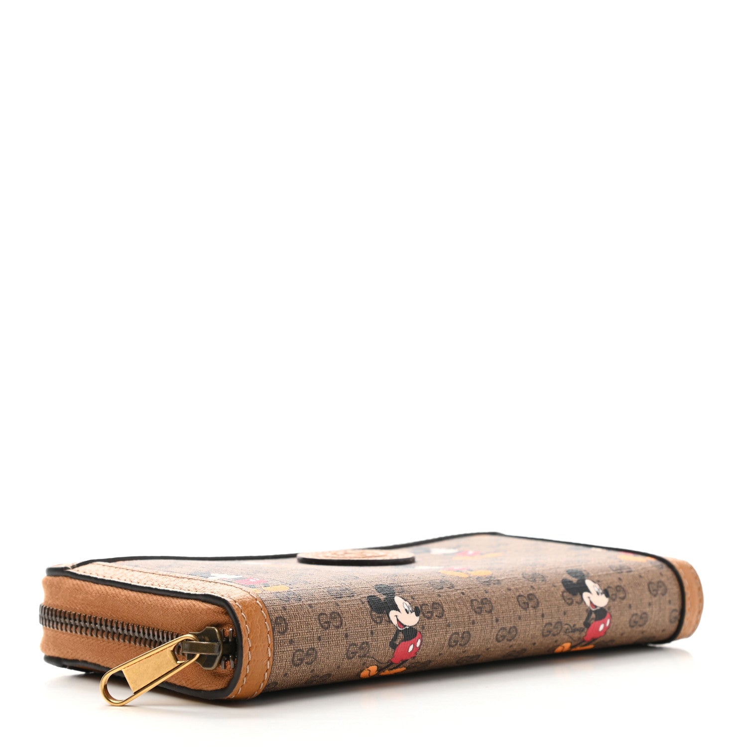 Gucci X DISNEY Mini Vintage GG Supreme Monogram Mickey Mouse Zip Around Wallet Beige Vintage Sun Oil 4 of 7