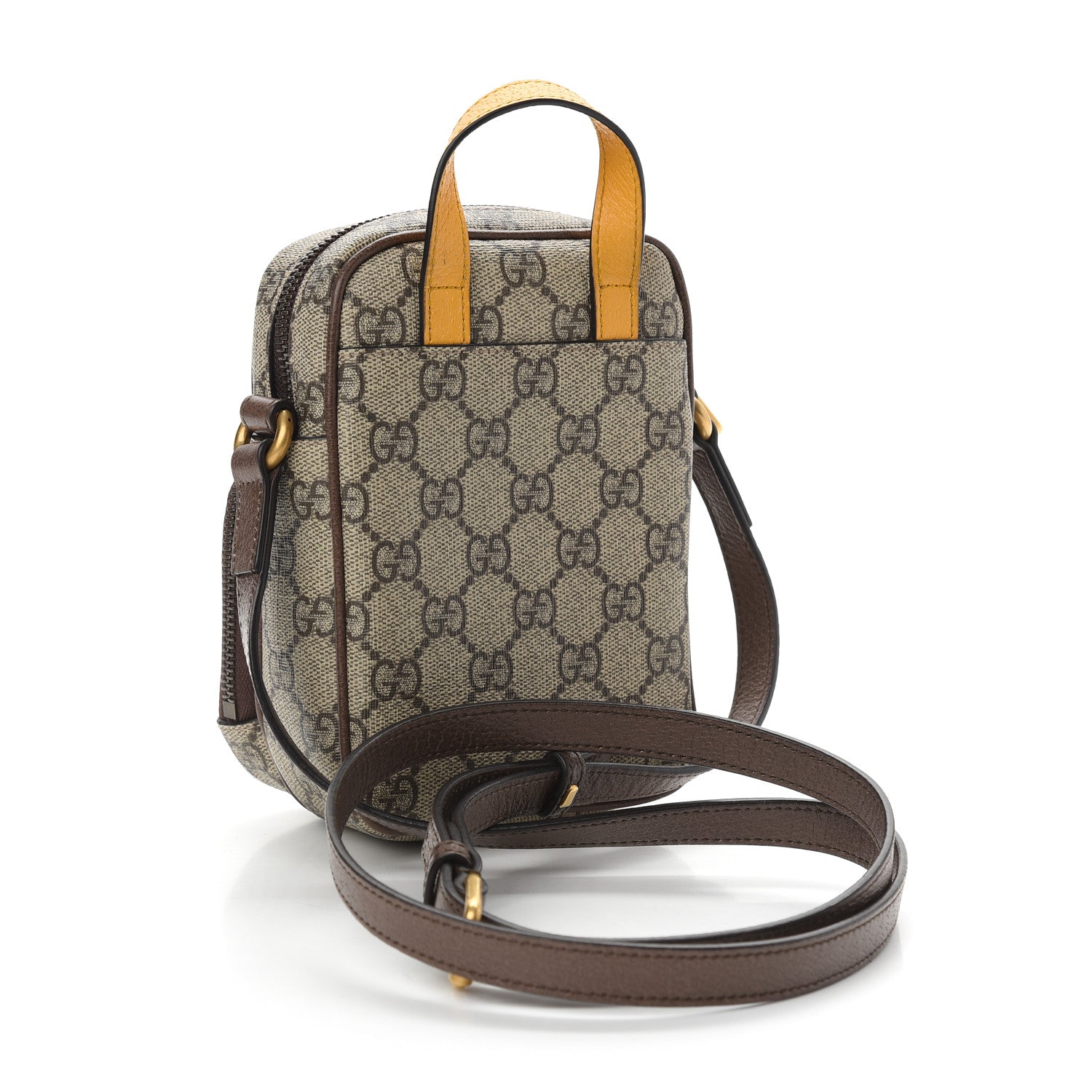 Gucci GG Supreme Monogram Mini Neo Vintage Double Zip Messenger Bag Beige New Acero Crop 3 of 9