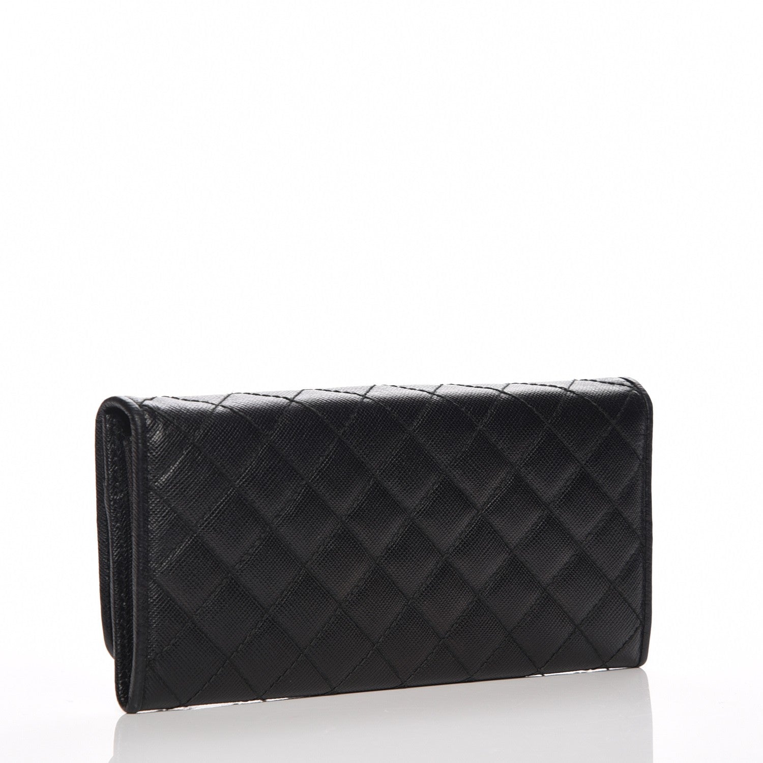 Prada Saffiano Metal Quilted Continental Flap Wallet Nero Black 3 of 9