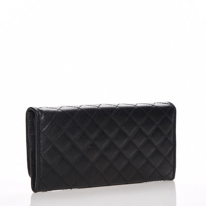 Prada Saffiano Metal Quilted Continental Flap Wallet Nero Black 3 of 9